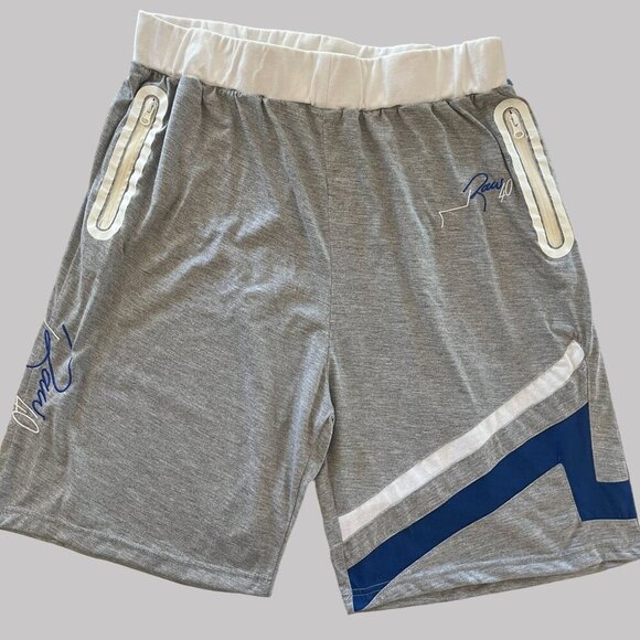 Basketball Hose Shorts Mens Size 32 Gray Baggy Zip Pockets Elastic Waist Pants - Picture 1 of 8
